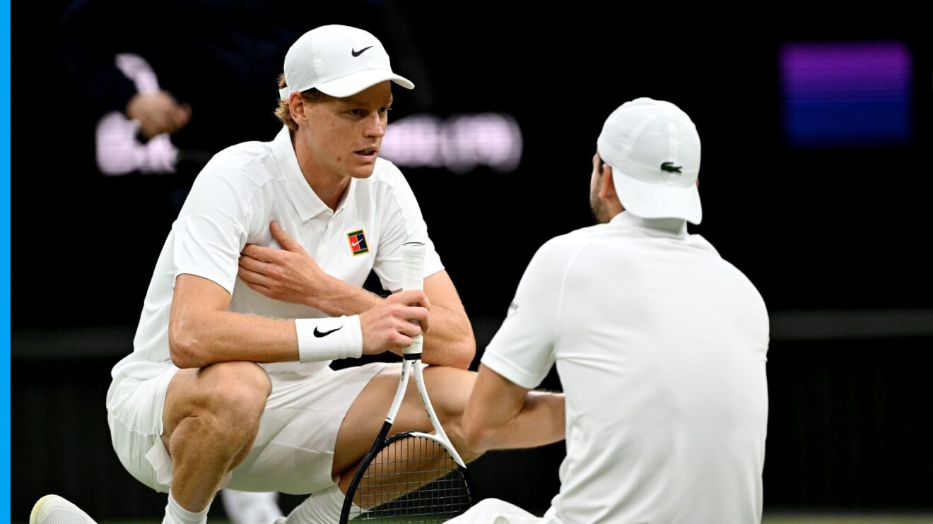 Jannik Sinner consoles an injured Grigor Dimitrov