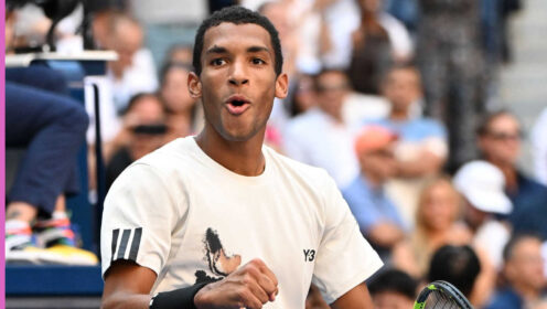 Pictured: A delighted Felix Auger-Aliassime