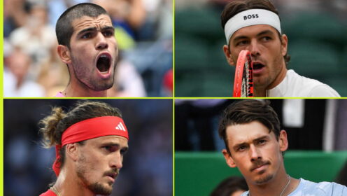 Pictured: Carlos Alcaraz, Taylor Fritz, Alexander Zverev, Alex de Minaur.