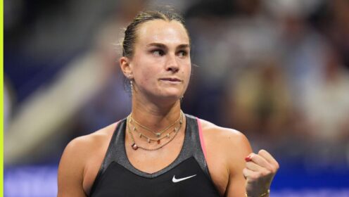 Aryna Sabalenka reacts