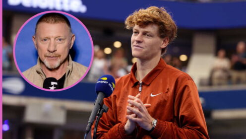 Pictured: Boris Becker and Jannik Sinner.