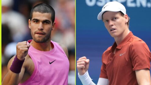 Carlos Alcaraz and Jannik Sinner at the US Open