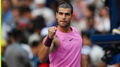 Pictured: Carlos Alcaraz fist pump