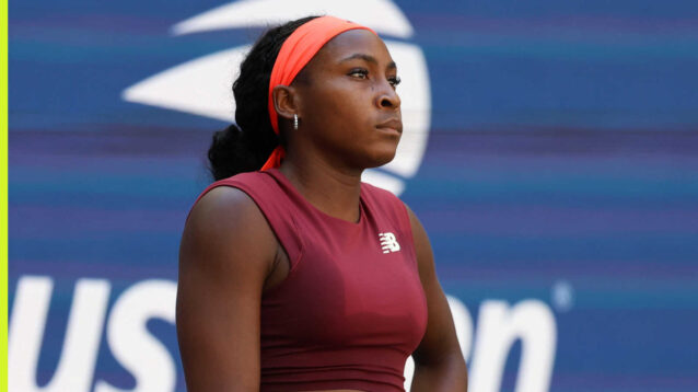 Pictured: Coco Gauff focused