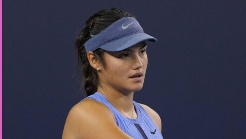 Pictured: Emma Raducanu during a match