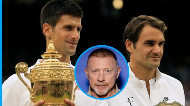 Pictured: Novak Djokovic, Roger Federer, Boris Becker.