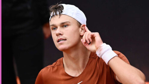 Pictured: Holger Rune during a match