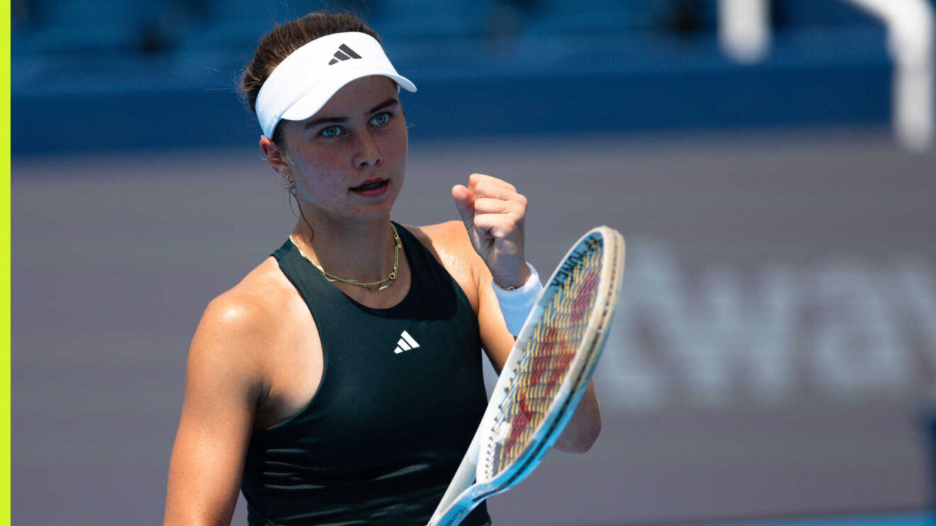 Pictured: Iva Jovic pleased