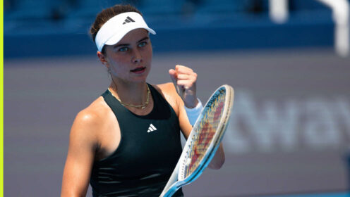 Pictured: Iva Jovic pleased