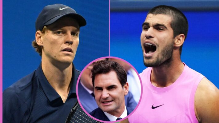 Jannik Sinner, Carlos Alcaraz and Roger Federer