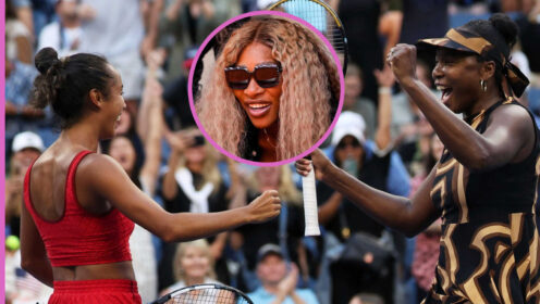 Pictured: Leylah Fernandez and Venus Williams with Serena Williams inset
