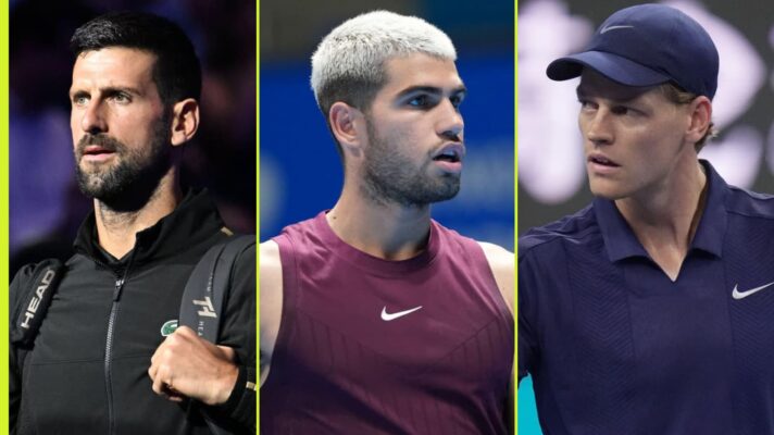 Novak Djokovic, Carlos Alcaraz and Jannik Sinner