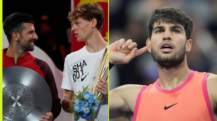 Novak Djokovic, Jannik Sinner and Carlos Alcaraz