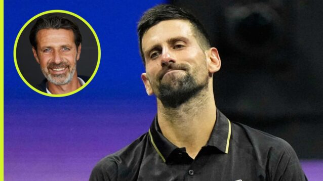 Pictured: Patrick Mouratoglou (inset) and Novak Djokovic