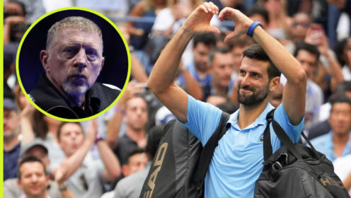 Pictured: Novak Djokovic with Boris Becker inset