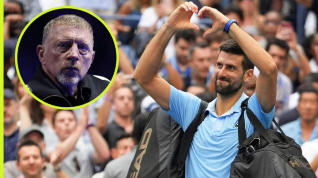 Pictured: Novak Djokovic with Boris Becker inset