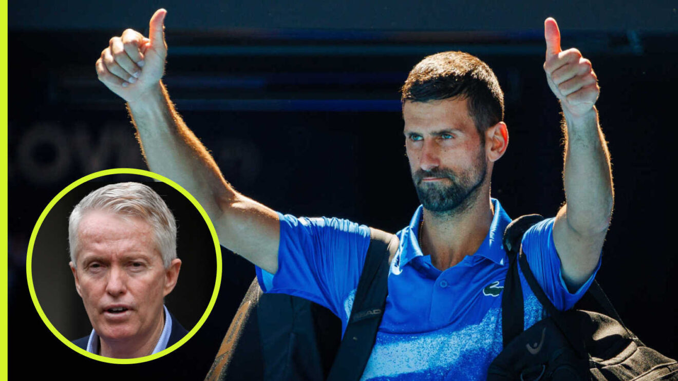 Pictured: Novak Djokovic with Craig Tiley inset