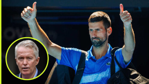 Pictured: Novak Djokovic with Craig Tiley inset