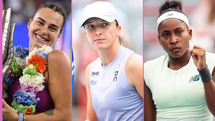 Pictured L-R: Aryna Sabalenka, Iga Swiatek, Coco Gauff.