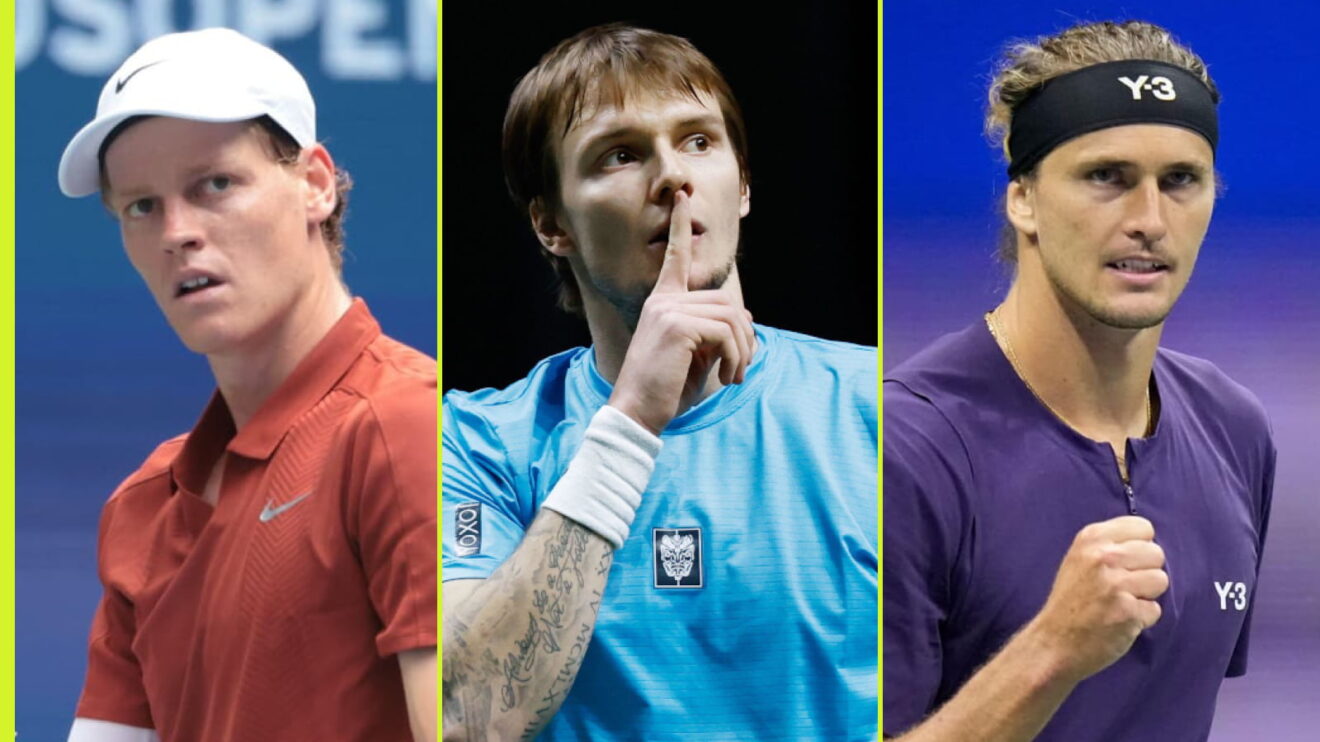 Pictured L-R: Jannik Sinner, Alexander Bublik, and Alexander Zverev.