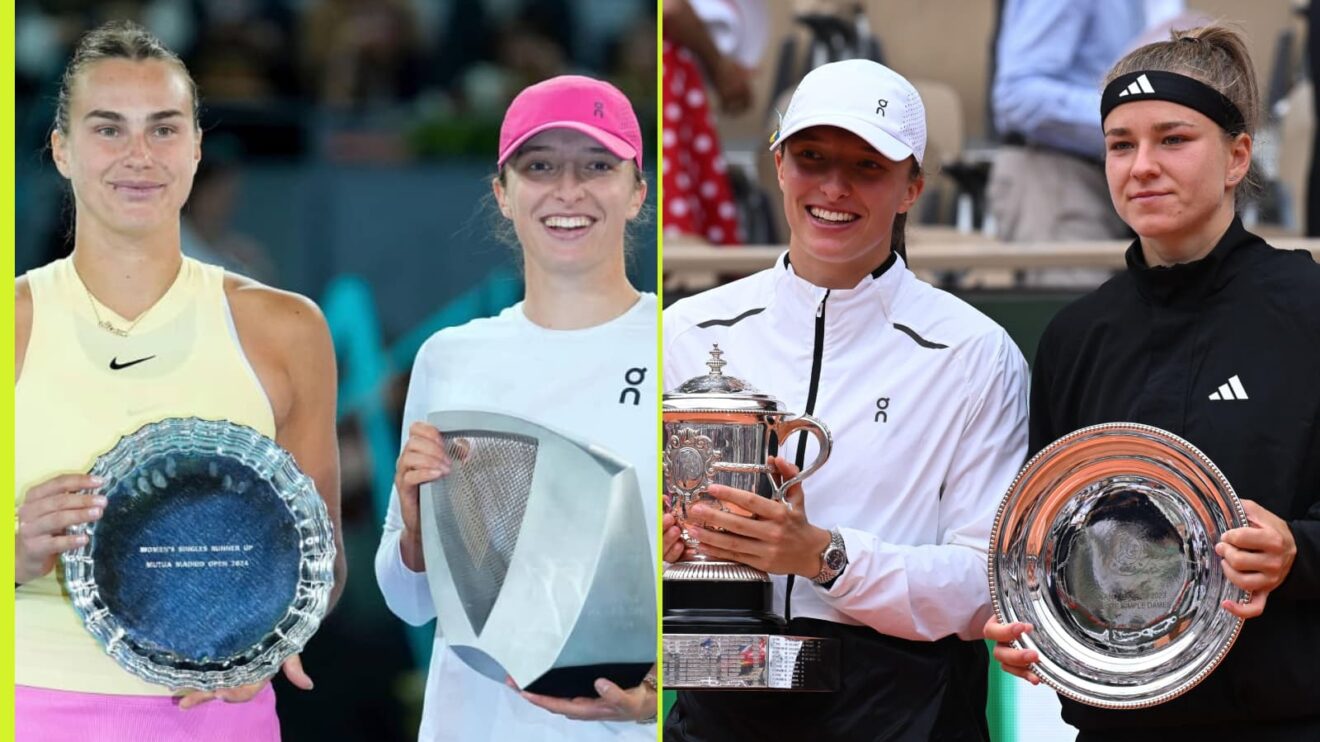 Pictured: Iga Swiatek's 2024 Madrid Open and 2023 French Open finals.