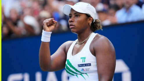 Pictured: Taylor Townsend pleased