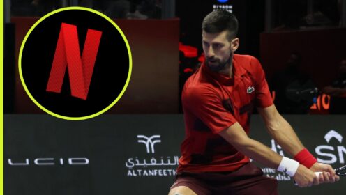 Novak Djokovic and the Netflix logo
