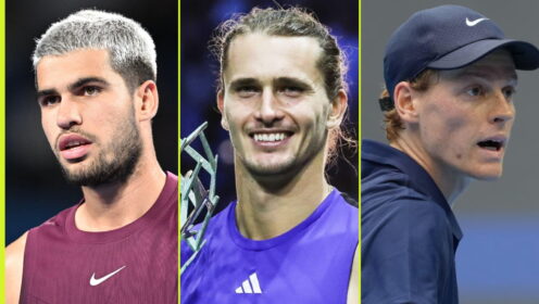 Pictured L-R: Carlos Alcaraz, Alexander Zverev, and Jannik Sinner.