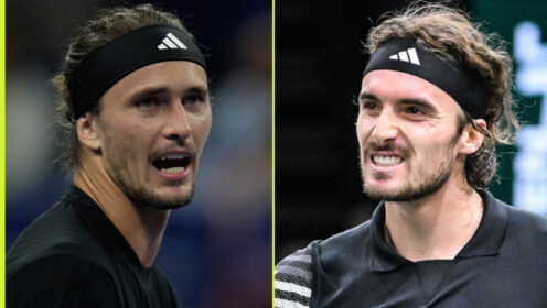 Pictured: Alexander Zverev and Stefanos Tsitsipas