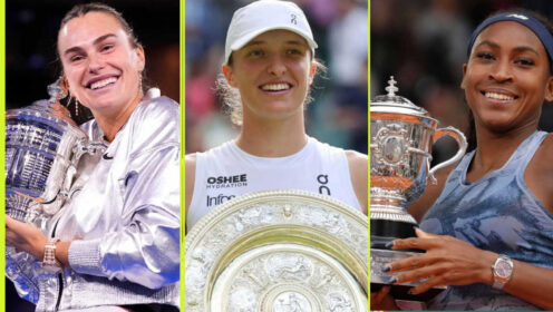 Pictured: Aryna Sabalenka, Iga Swiatek and Coco Gauff