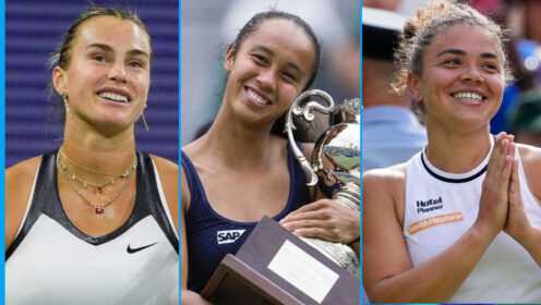 Pictured: Aryna Sabalenka, Leylah Fernandez and Jasmine Paolini