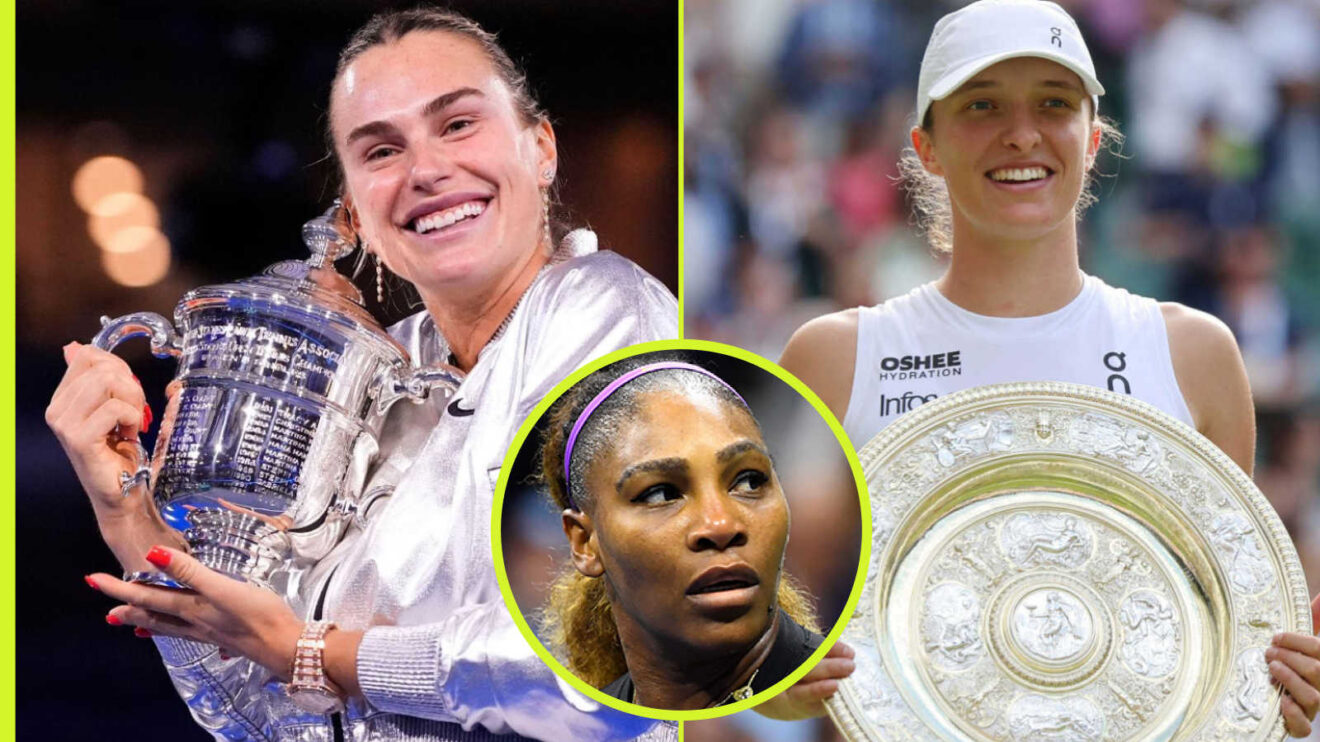 Pictured: Aryna Sabalenka and Iga Swiatek with Serena Williams inset