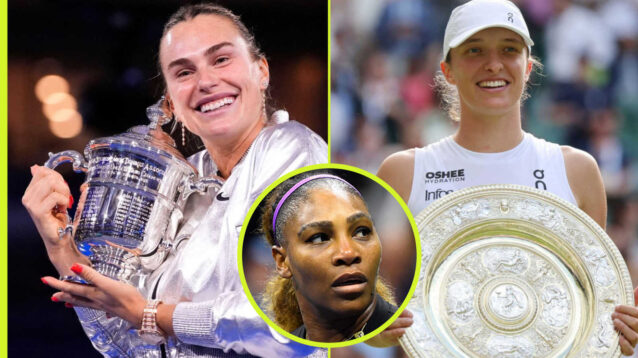 Pictured: Aryna Sabalenka and Iga Swiatek with Serena Williams inset