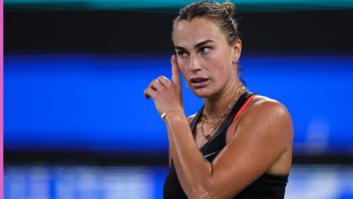 Pictured: Aryna Sabalenka in action