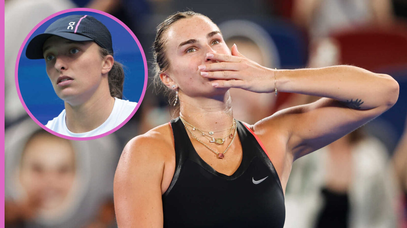 Pictured: Aryna Sabalenka with inset of Iga Swiatek