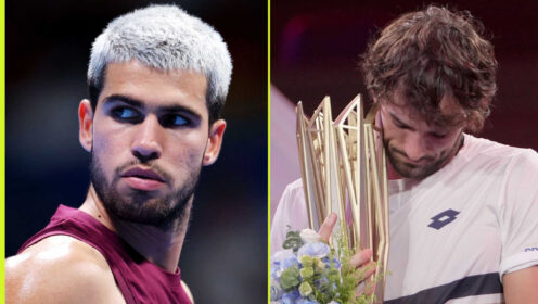 Pictured: Carlos Alcaraz and Valentin Vacherot