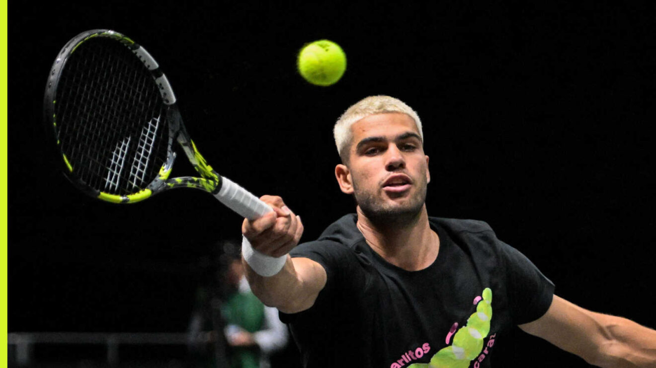 Pictured: Carlos Alcaraz practicing