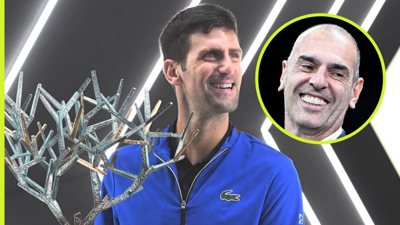 Pictured: Novak Djokovic and Cedric Pioline.