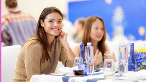 Emma Raducanu at the Wuhan Open players' party (Wuhan Open/CVG)