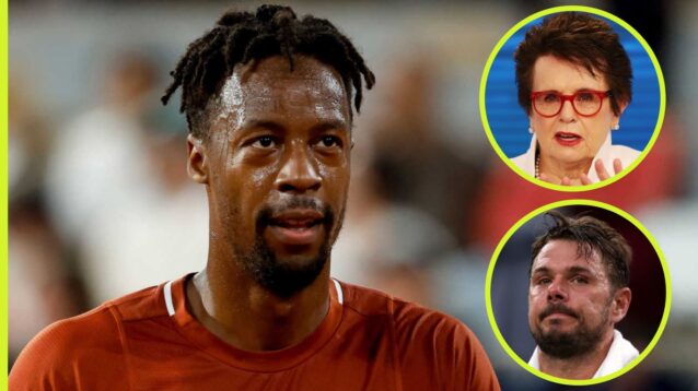 Gael Monfils, Billie Jean King and Stan Wawrinka