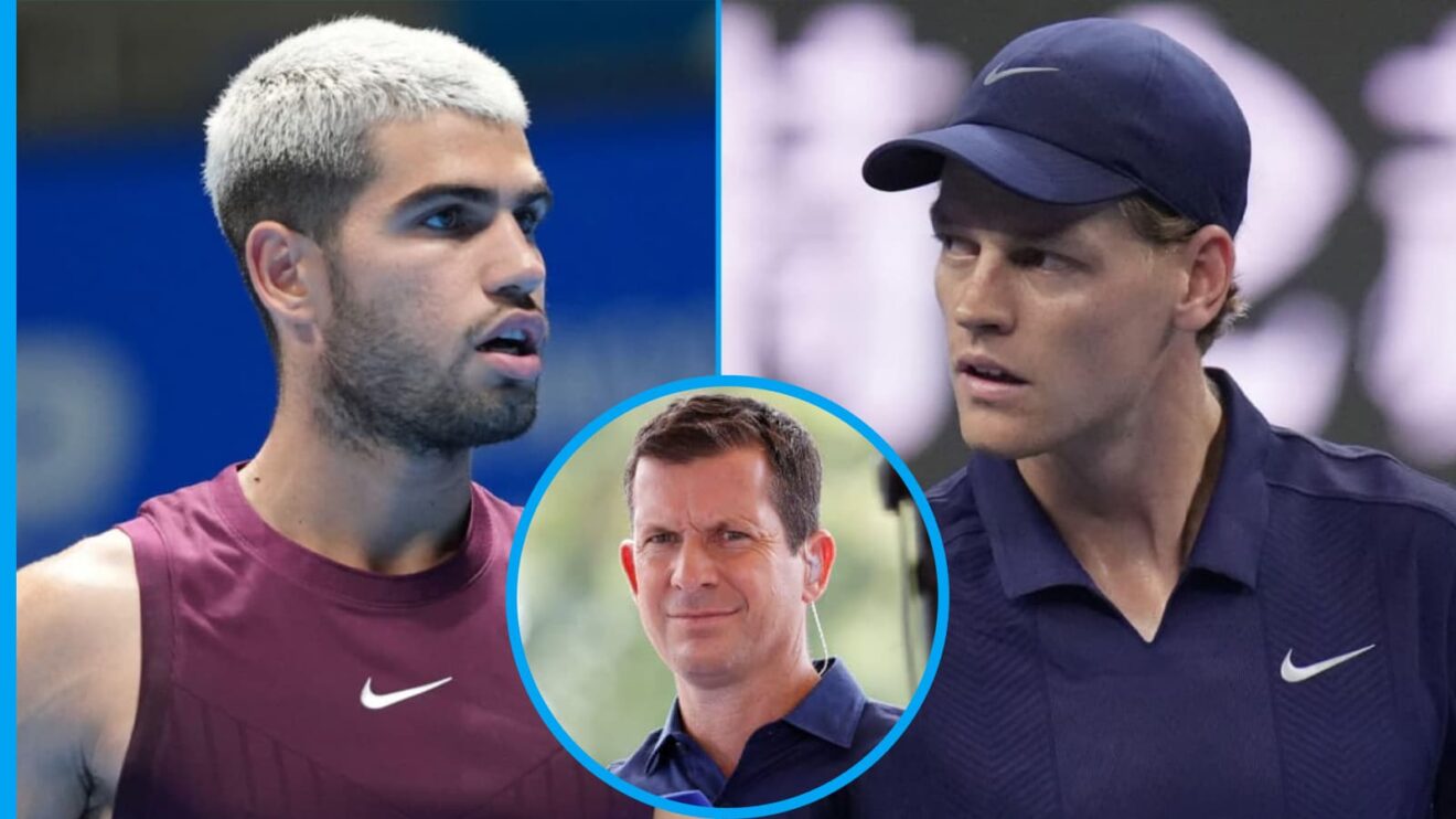 Carlos Alcaraz, Jannik Sinner and Tim Henman