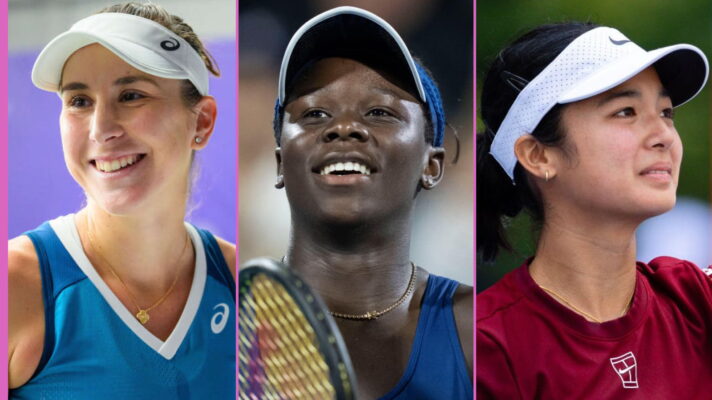 Pictured L-R: Belinda Bencic, Victoria Mboko, and Alex Eala.