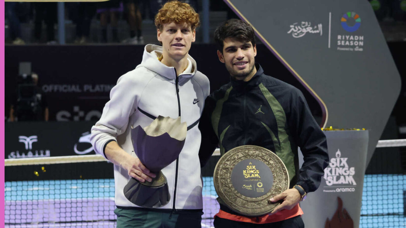 Pictured: Jannik Sinner and Carlos Alcaraz at 2024 6 Kings Slam