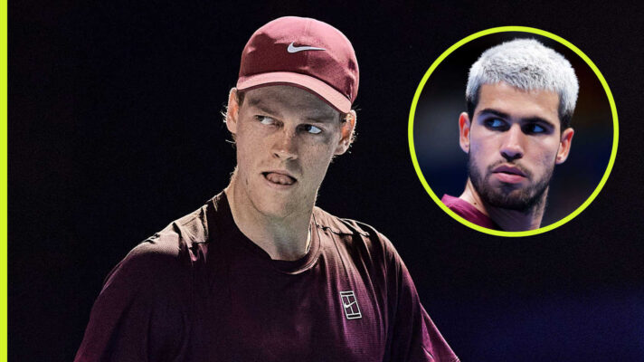 Pictured: Jannik Sinner with Carlos Alcaraz inset
