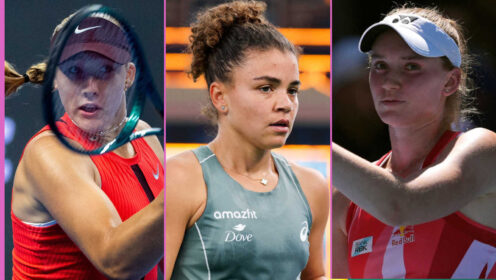 Pictured: Mirra Andreeva, Jasmine Paolini and Elena Rybakina