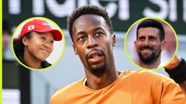 Pictured: Naomi Osaka, Gael Monfils, and Novak Djokovic.