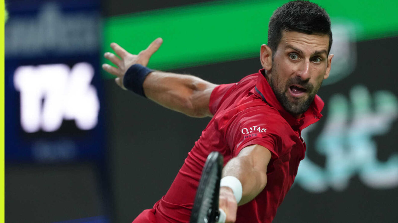 Pictured: Novak Djokovic plays a shot