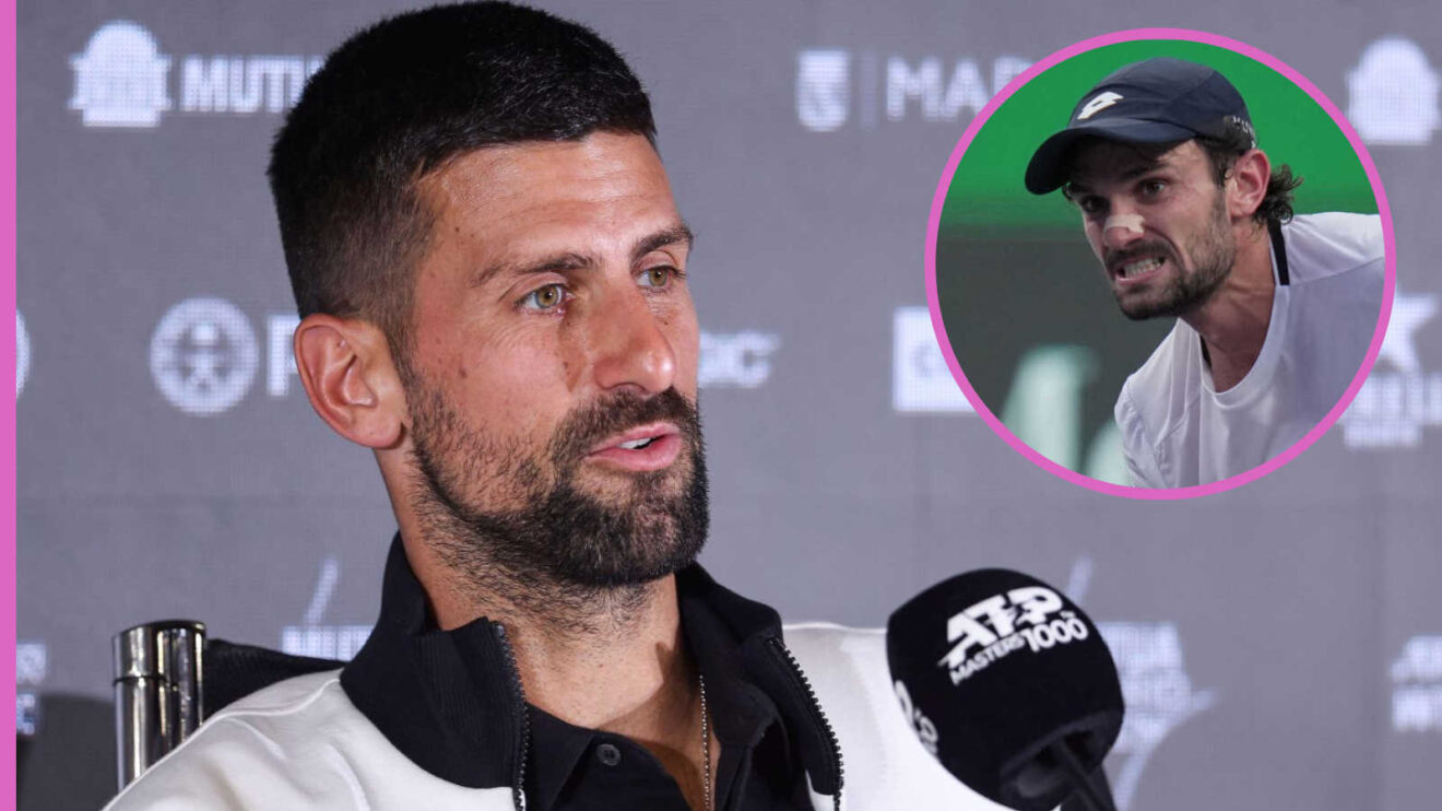 Pictured: Novak Djokovic with Valentin Vacherot inset