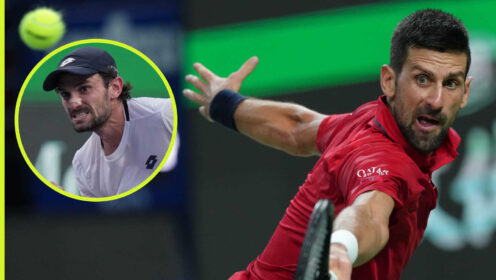 Pictured: Novak Djokovic with inset of Valentin Vacherot