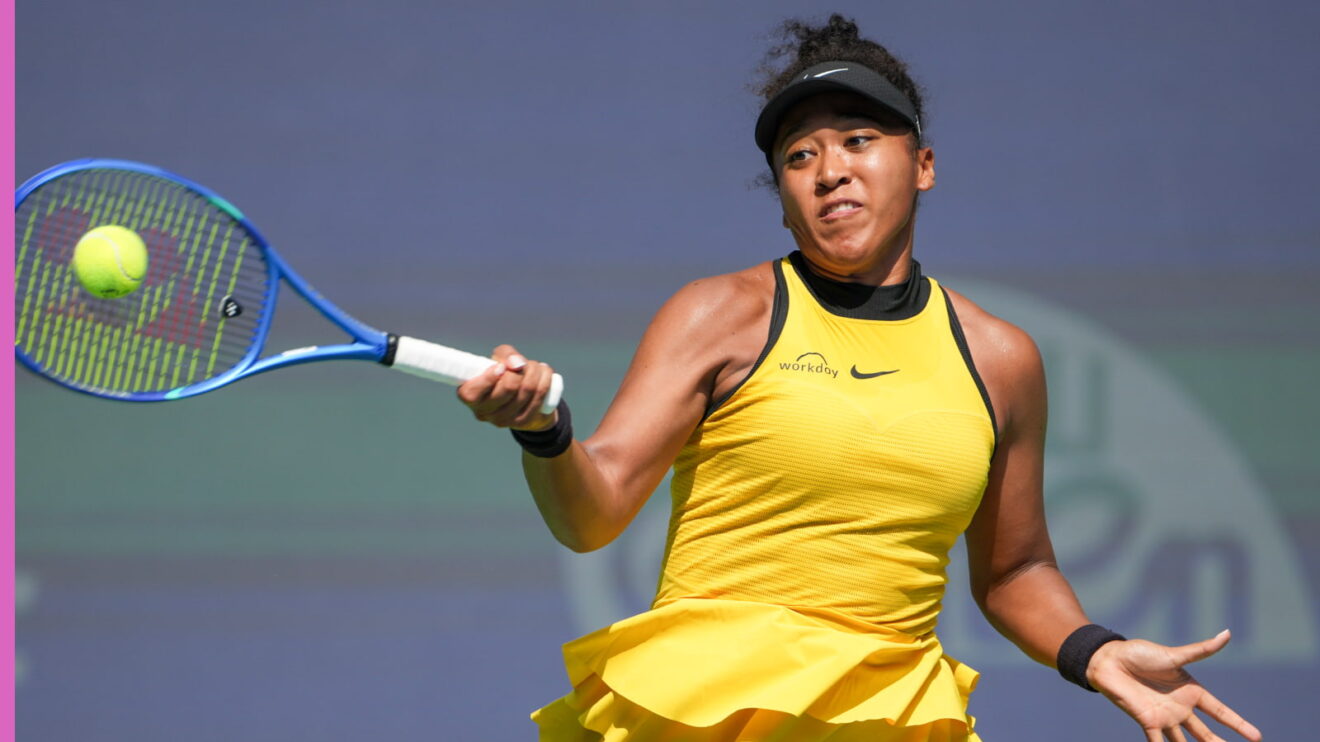 Naomi Osaka strikes a forehand